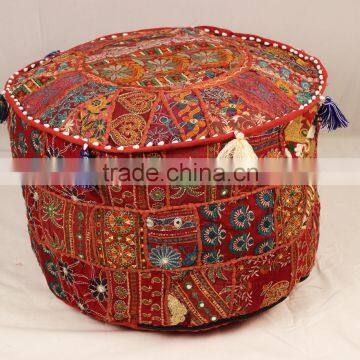 Pouffe Pouf Covers Vintage Patchwork Embroidered Cotton Indian Pouffe