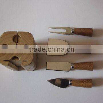 Cheese Knife Set-5Pcs With Wooden Block