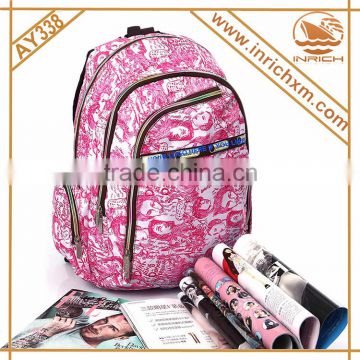 Wholesale the newest design light pink girls bag backpack and travelling backpack