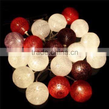 led christmas holiday party wedding decoration cotton colorful ball bettery solar fairy string cotton ball light