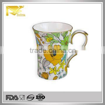 Drinkware gold trim white ceramic mugs, plain ceramic mugs, 500ml ceramic mug