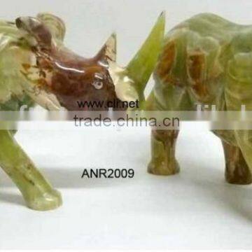 Green Onyx Ryno Figurines in whole sale