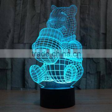 3D Optical Night Light Lovely Bear 7 RGB Light Colors 10 LEDs AA Battery or DC 5V Mixed Lot photo-2