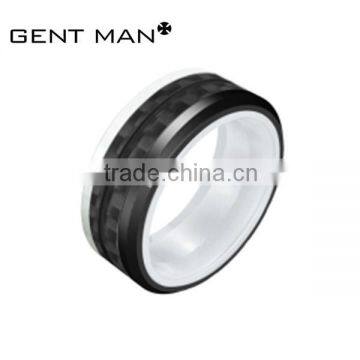 2016 Fashion Men's 8mm black ceramic carbon fiber ring