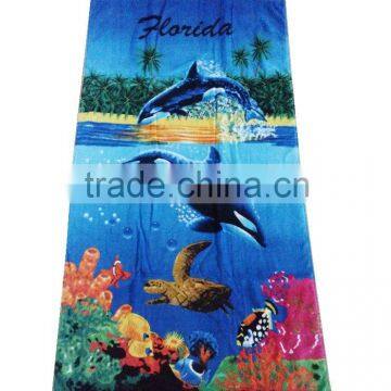 100% Cotton Velour Fiber Reactive Print Cool Beach Towel Florida