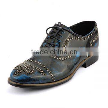 2016 newest model British style genuine leather lace-up handmade men dress shoe with rivet