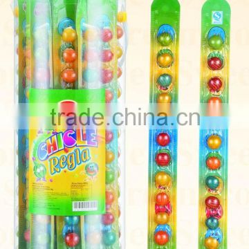 12ct watermelon bubble gum balls on paper ruler in PVC jar(confectionery chewing gum candy)