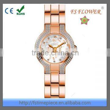 FS FLOWER - Rose Gold Set With Diamond Watch Ladies Quartz Movement Stainless Steel