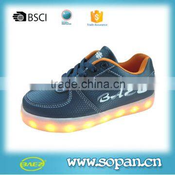 fashion style shoes with LED light, USB Charging light skateboard shoes, children LED shoes.