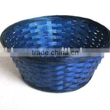 Blue Round Bamboo Basket