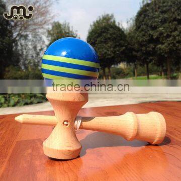 Wholesale slim design blue with green tripe kendama