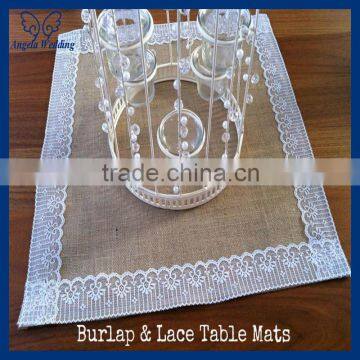 NP014A Wholesale hot sale elegant burlap and lace plate mat