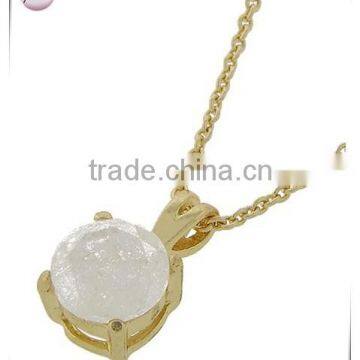 Gold Tone White Cubic Zirconia Pendant Necklace