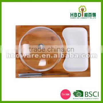 High Quality Glass Cheese Dome With Bamboo Board Set