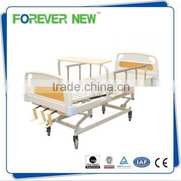 YXZ-C-011 CE ISO approved adjustable 3 cranks hospital bed with dinner table