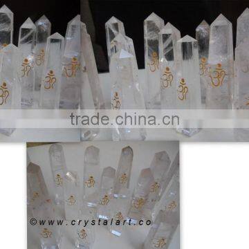 CLEAR CRYSTAL OM ENGRAVED TOWER POINTS