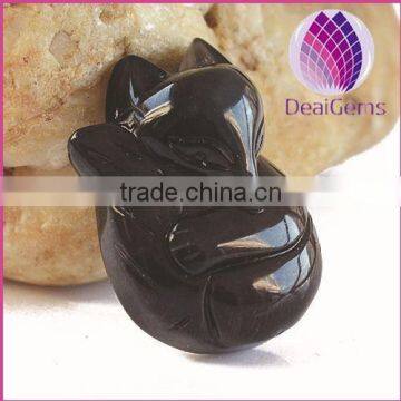 32x22mm carved fox obsidian pendant