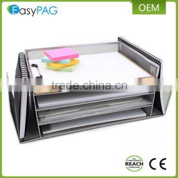 Wholesale new design large space multicolor metal mesh office desk document file tray