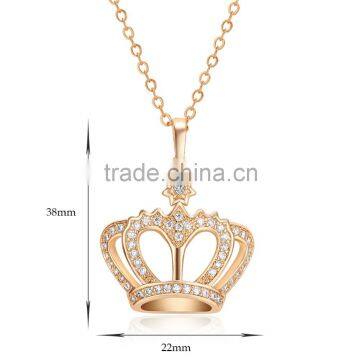 Gift Classic Crown Pendant Necklace Rose Gold/platinum Plated 100%hand Made Fashion Women Jewelry Crystal rhinestone