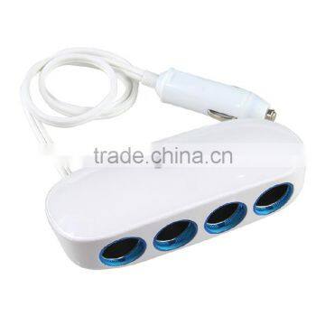 4 way car cigarette lighter socket with dual usb port