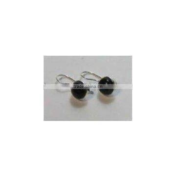 SILVER BLACK STONE EARRINGS 15916