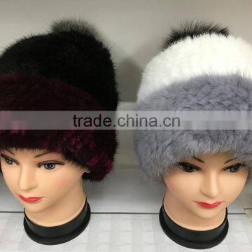 wholesale price winter lady knitted mink fur hat MH01