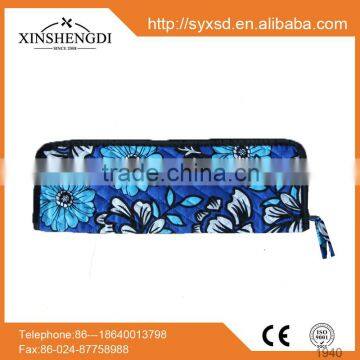 TL110406 high quality quilted cotton knitting needles zippered case for needles,crochet hooks, knitting accessories