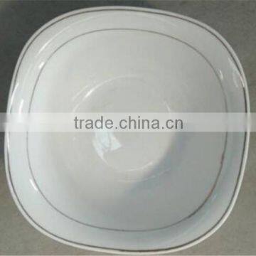 hotel and restaurant porcelain square salad bowl / white porcelain square soup bowl / square porcelain bowl with silver line