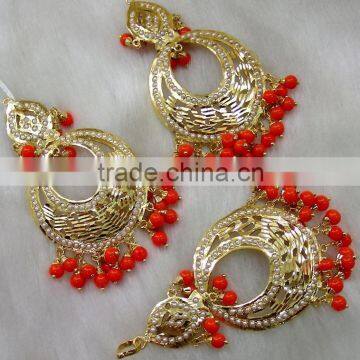 Traditional Jadau Maang Tikka With Earrings