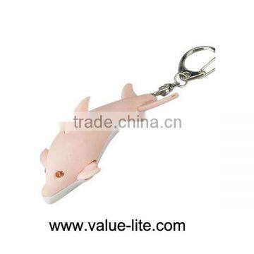 New product plastic led keychain light with sound button cell different shape