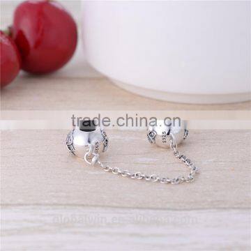 Newest Design Pave Crystal Stones Butterfly Safety Chain 925 Sterling silver charms Safety Chain for All Brand of Snake Bracelet