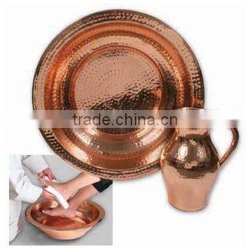 Spa Foot Soak Copper Hammered Bowl, Pedicure Bowl, Massage Bowl With Pitcher