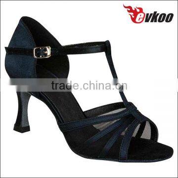 Black Satin high quality popular 2016 ballroom latin dance shoes for women