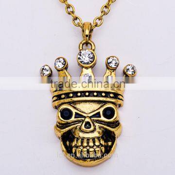 Hiphop imitation jewelry hot sale halloween necklace punk skull pendant statment necklace sweater chain