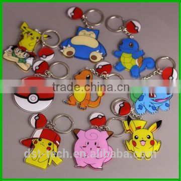 Custom 3d Cute Rubber Pokeball metal car keychain