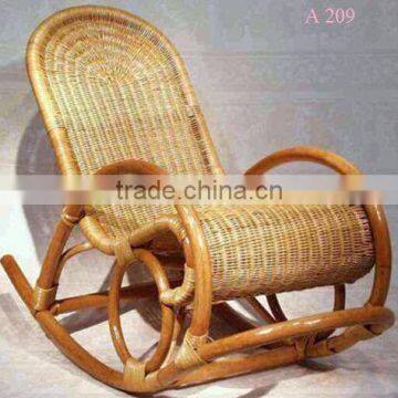 Vietnam Handicrafts PE Rattan Rocking Chair in Village, Thick Solid and Durable Rattan Chair