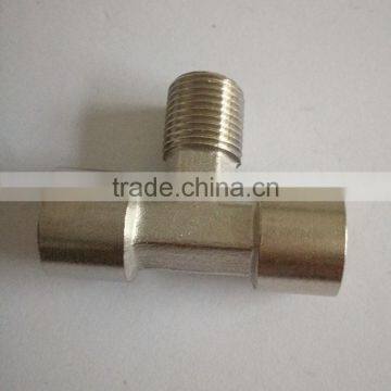 BSP,NPT,thread male ,3 way ,forged T-type brass connector,manifold connector 1/8
