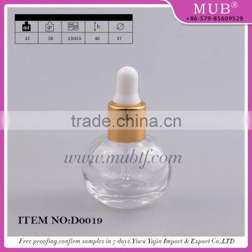 Special Design 12ml Round Shaped Glass Essential Oil Bottles With Aluminum Cap Dropper