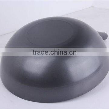 Black Flat Bottom Signle Handle Coating Carbon Steel Cooking Wok