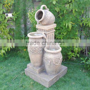 Hotsale Three Jars Polyresin LED Fengshui Products Fountain