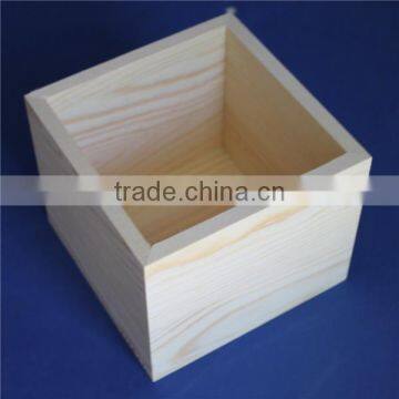 2015 Simple New Square Unifnished Pine Wooden Pen Pot photo-3