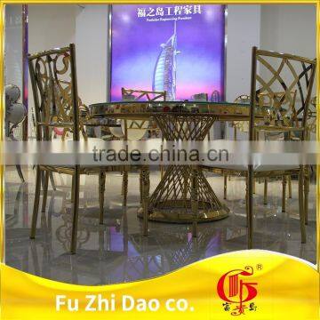 Stainless Steel Glass Top Metal Frame Table With Wedding photo-3