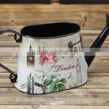 2015 metal paper decal London watering can made in china