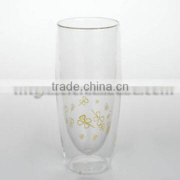 Clear Dubble Wall Wine Drinking Glass Beer Glass Tall Cup With Logo photo-5