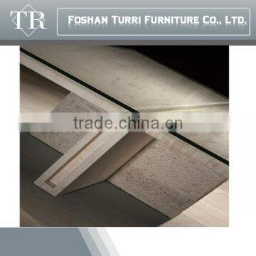 Modern Nature Travertine Marble Living Room Side Table With Glass Top photo-5