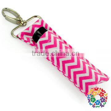 Cotton Light Pink Chevron Lipstick Holder Cheap Customized Key Chain photo-4