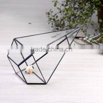 Family Decoration Geometric Terrarium Tabletop Glass Vase Indoor Garden Decor Air Plants Black Frame Flower Pot photo-5