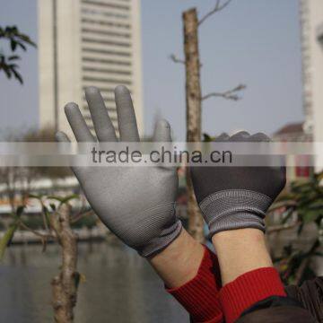 NMSAFETY good qulity PU gloves grey nylon liner PU safety gloves /industrial wrok gloves from China Jiangxi