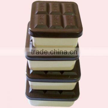 4 in 1 Lovely Chocolate Shape Plastic Airtight Box Set /Crisper Box Set