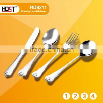 best selling 23pcs water drop type handle and Mirror polish stainless silver dinner set